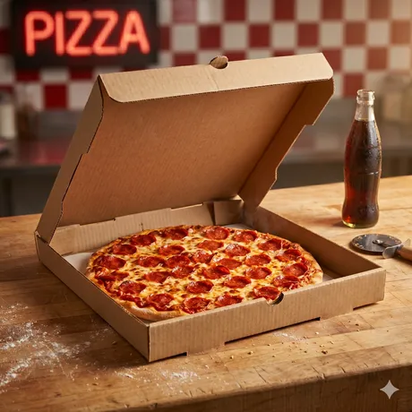 12-inch kraft pizza box — stock-print corrugated for distributor programs